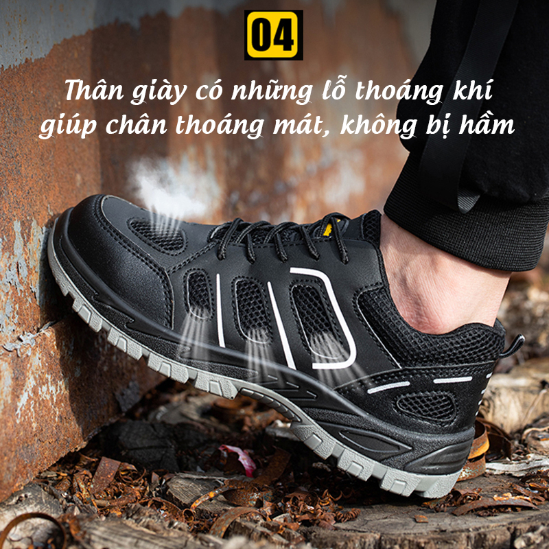 GIÀY BẢO HỘ CHỐNG TĨNH ĐIỆN ESD MŨI THÉP CHỐNG ĐẬP, CHỐNG ĐÂM XUYÊN, THOÁNG KHÍ, NHẸ (MÃ 286__829 ĐEN)