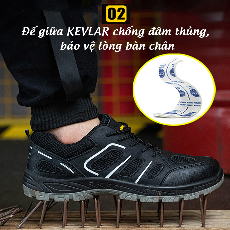 GIÀY BẢO HỘ CHỐNG TĨNH ĐIỆN ESD MŨI THÉP CHỐNG ĐẬP, CHỐNG ĐÂM XUYÊN, THOÁNG KHÍ, NHẸ (MÃ 286__829 ĐEN)