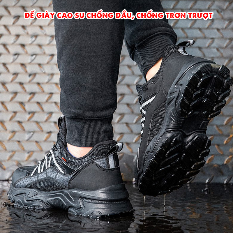 GIÀY BẢO HỘ NAM ĐẸP DÁNG THỂ THAO CỰC NHẸ THOÁNG KHÍ MŨI THÉP CHỐNG VA ĐẬP CHỐNG ĐÂM XUYÊN (MÃ 688)