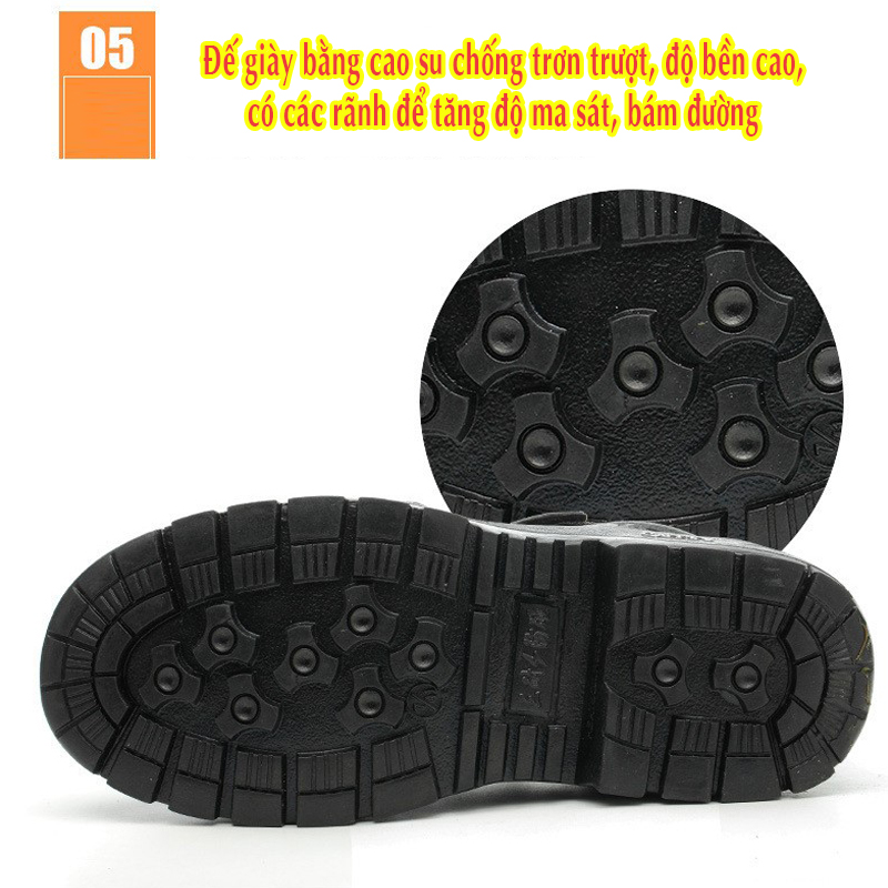 GIÀY BẢO HỘ THOÁNG KHÍ MŨI THÉP CHẤT LIỆU DA BÒ SỬ DỤNG MIẾNG QUAI DÁN VELCRO CHỐNG ĐẬP, CHỐNG ĐÂM XUYÊN & CHỐNG TRƯỢT (MÃ 918)