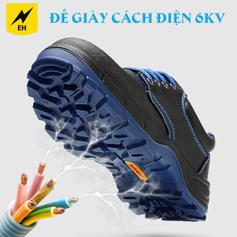 GIÀY CHỐNG ĐINH BẢO HỘ CHẤT LIỆU DA BÒ, THOÁNG KHÍ, NHẸ, CHỐNG DẬP NGÓN, CÁCH ĐIỆN 6KV